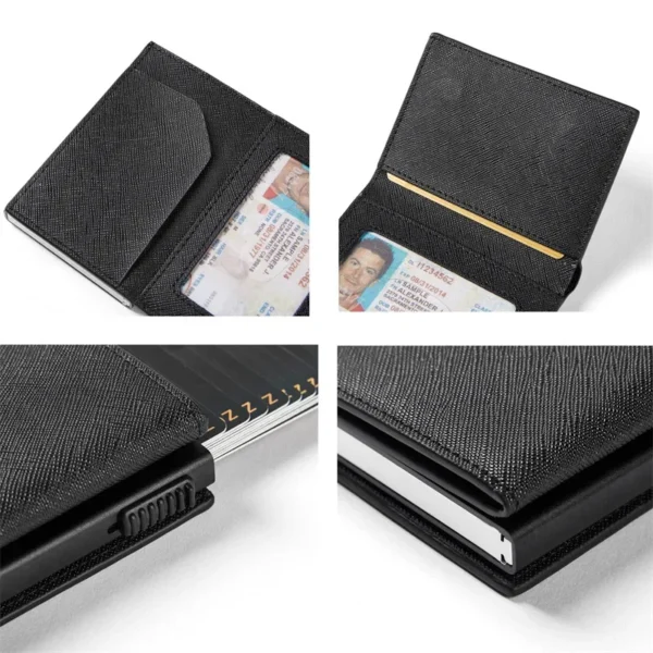 Upgraded Version High Quality ID Credit Card Holder Anti RFID Blocking Protected Money Wallet for Men Women Closed with Magnetic - Image 6