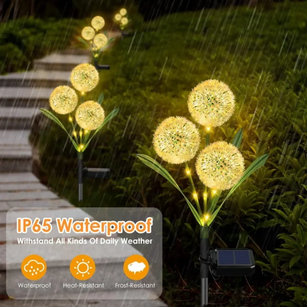 Solar Outdoor Lights Deco,42LED 2Modes 3IN1 Solar Dandelion Flowers Waterproof Solar Powered for Garden,Yard Decor (Warm White) - Image 4