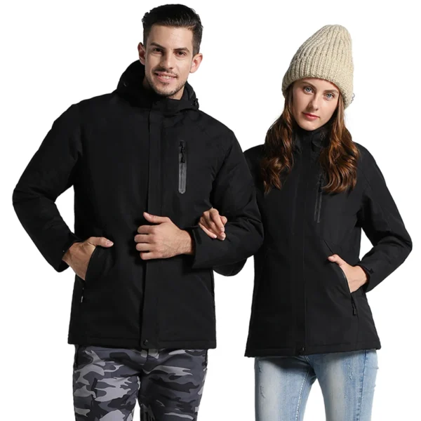 Rechargeable Electrothermal Coat Fast Heating Warm Hooded Cotton Coat For Skiing - Image 4