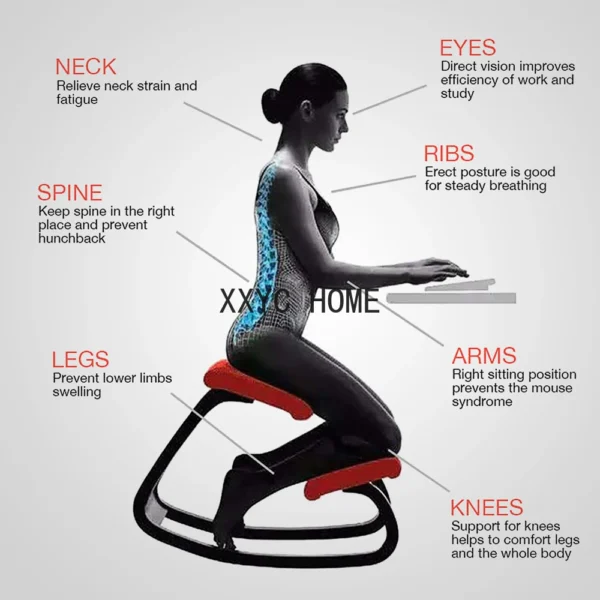 Correction Kneeling Chair Posture Furniture Original Ergonomic Kneeling Rocking Wooden Kneeling Compute Improving Posture Chair - Image 3