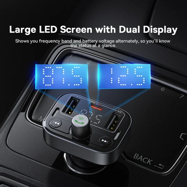 Baseus Car FM Transmitter Handsfree Wireless Bluetooth 5.3 with PD 18W Fast Car Charger Dual USB Car Radio Modulator MP3 Player - Image 5