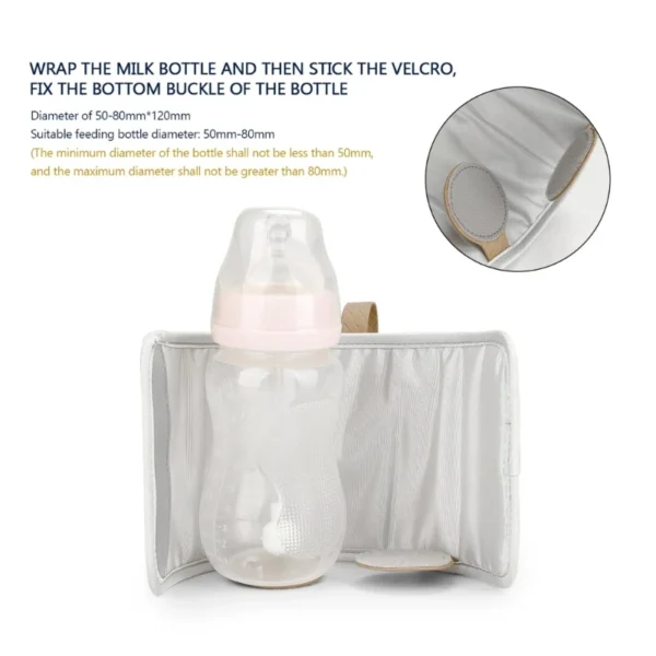 Portable USB Milk Warmer Bag with Adjustable Temperature Travel Friendly USB Powered Baby Bottle Warmer for Baby Bottles - Image 4