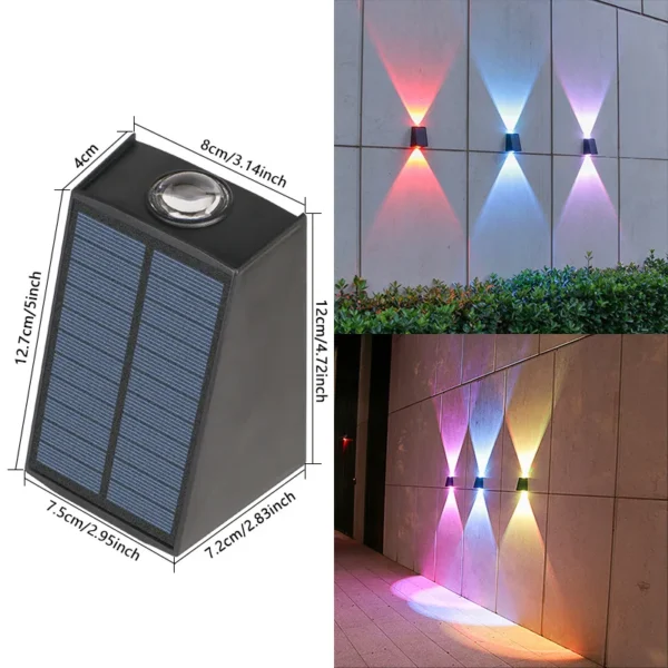 Solar Outdoor Wall Light Up Down,Waterproof Outdoor Lamp Solar Wall Sconces Lights for Garage Garden Yard (Multicolor,2/4Pack) - Image 5