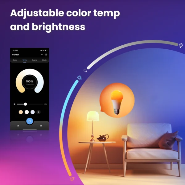 MOES Tuya Matter WiFi Smart Bulb Dimmable Led Light 16 Million RGB Colors E27 Bubble light Voice Control Alexa Google Home - Image 4