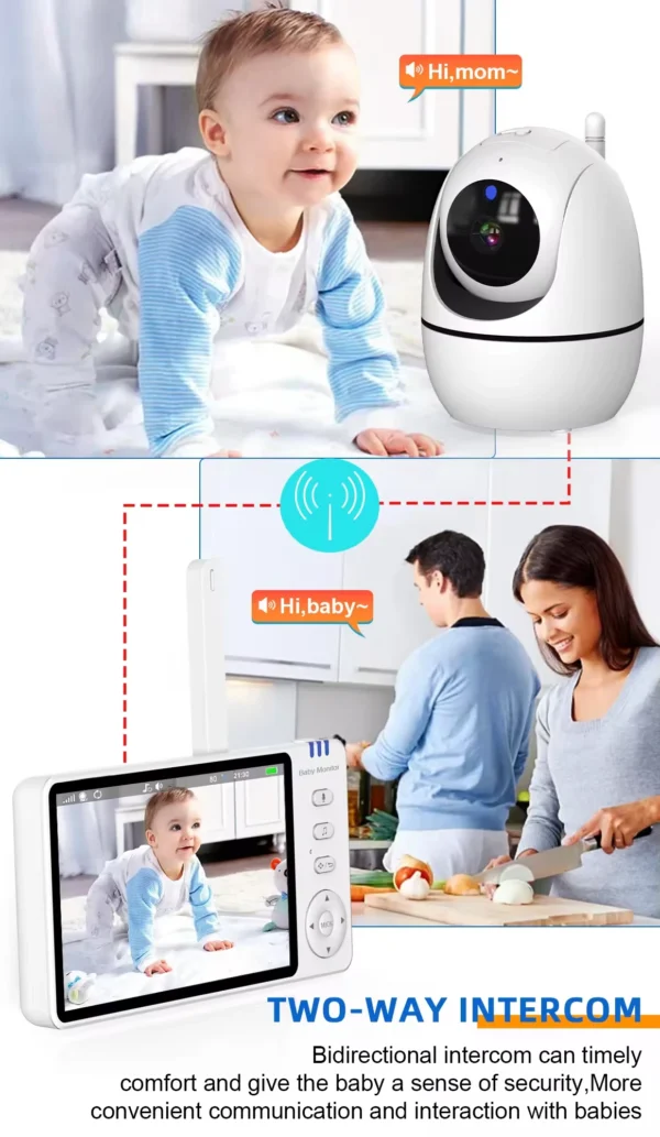 Newest 5.0 Inch Two Way Audio Temperature Night Vision Baby Crying Detection Monitoring Video Babyfoon Baby Monitor With Camera - Image 6