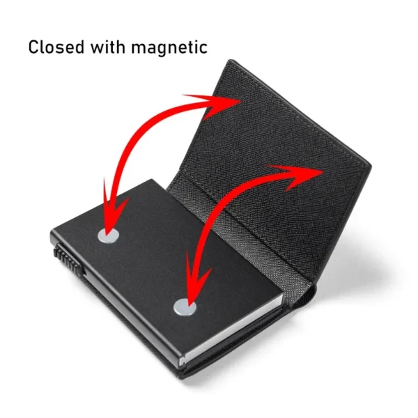 Upgraded Version High Quality ID Credit Card Holder Anti RFID Blocking Protected Money Wallet for Men Women Closed with Magnetic - Image 4