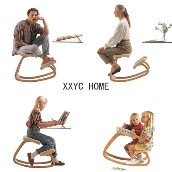 Correction Kneeling Chair Posture Furniture Original Ergonomic Kneeling Rocking Wooden Kneeling Compute Improving Posture Chair - Image 2