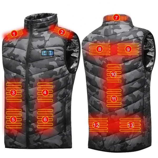 New 2/4/9/11/13 Places Heated Vest Men Women Usb Heated Jacket Heating Thermal Clothing Hunting Winter Fashion Heat Jacket - Image 6