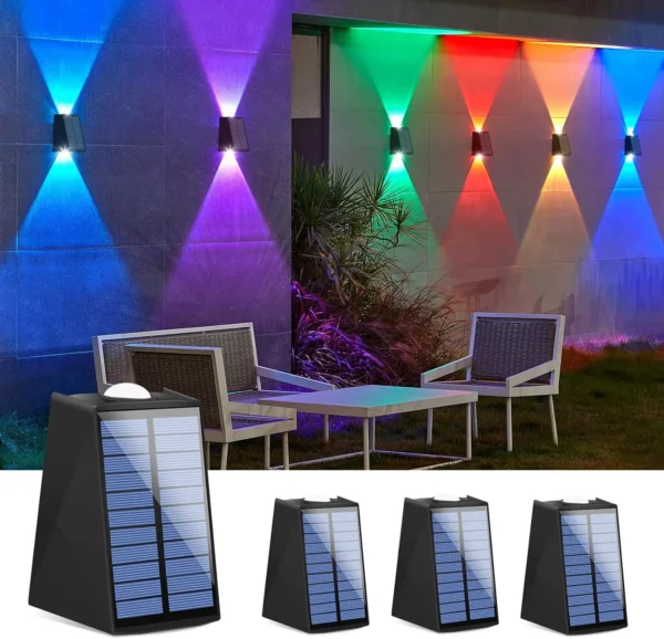 Solar Outdoor Wall Light Up Down,Waterproof Outdoor Lamp Solar Wall Sconces Lights for Garage Garden Yard (Multicolor,2/4Pack)