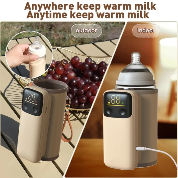 Rechargeable Portable Bottle Warmer with Fast Charging Cordless Milk Warmer with Temperature Control for Traveling Camping Home - Image 3