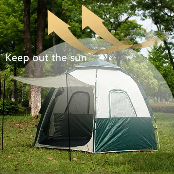 Outdoor Folding Tent Instant Pop Up Tent Portable Automatic Waterproof Camping Tent with Canopy for Hiking Picnic 3-4 Person - Image 2