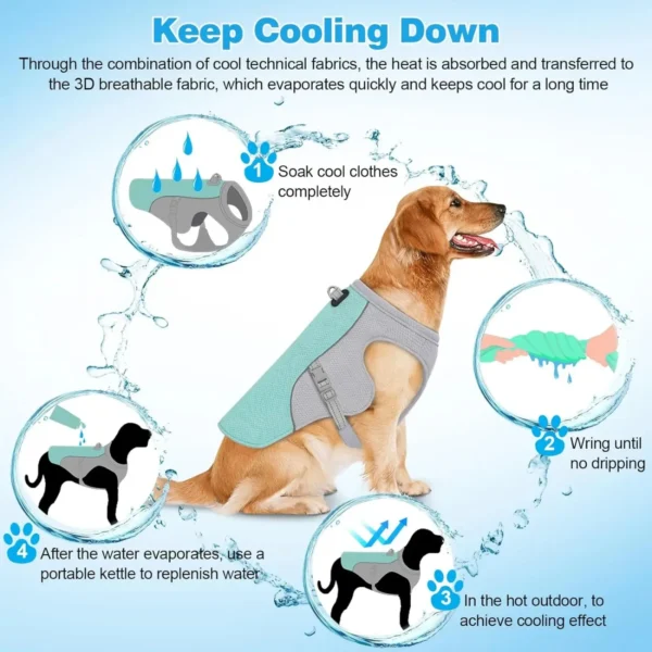 Dog Cooling Vest Dog Harness Cooling Jacket with Portable Water Bottle for Dog Walking,Outdoor Camping and Hunting Training KLYM - Image 3