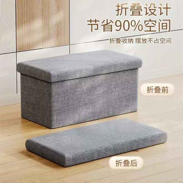 3-In-1 Foldable Pu Leather Storage Stool Multifunctional Home Storage Box Shoe Change Stool Toy Clothes Storage Stool 76x38x38cm - Image 4