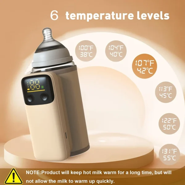 Rechargeable Portable Bottle Warmer with Fast Charging Cordless Milk Warmer with Temperature Control for Traveling Camping Home - Image 2