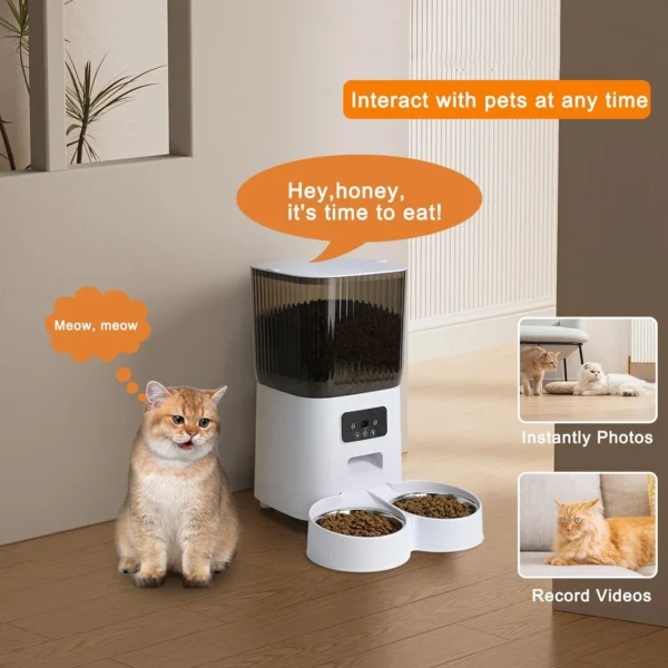 5L Automatic pet Feeder APP smart auto double bowl Remote Control timed quantitative dog bowl cat Food Dispenser with Camera - Image 4