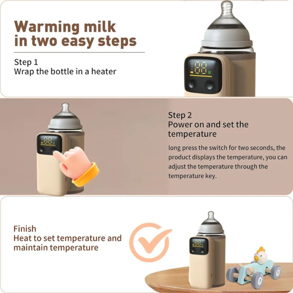 Rechargeable Portable Bottle Warmer with Fast Charging Cordless Milk Warmer with Temperature Control for Traveling Camping Home - Image 5