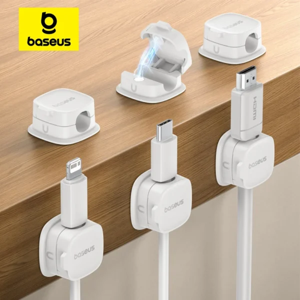 Baseus Magnetic Cable Organizer 3PCS Cable Holder Storage Clips Adjustable Cord Cable Tighten Wire Keeper Adhesive Cable Holder